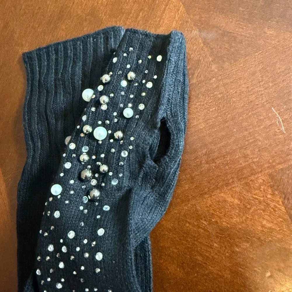 Coco + Carmen Pearl Rhinestone Arm Warmers‎ Fingerless Gloves Knit Y2K Preppy 2